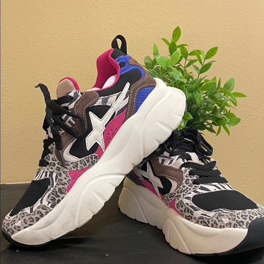 W6YZ MIA-W Jungle Nylon Sneakers Brown/Black Women’s 39 - Rare Italian Luxury!